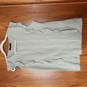 Sage green lightweight top with lace accents